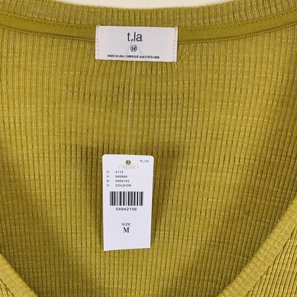 Anthropologie T.la Jill Babydoll Top Medium Gold Mustard Yellow NWT - Picture 4 of 6